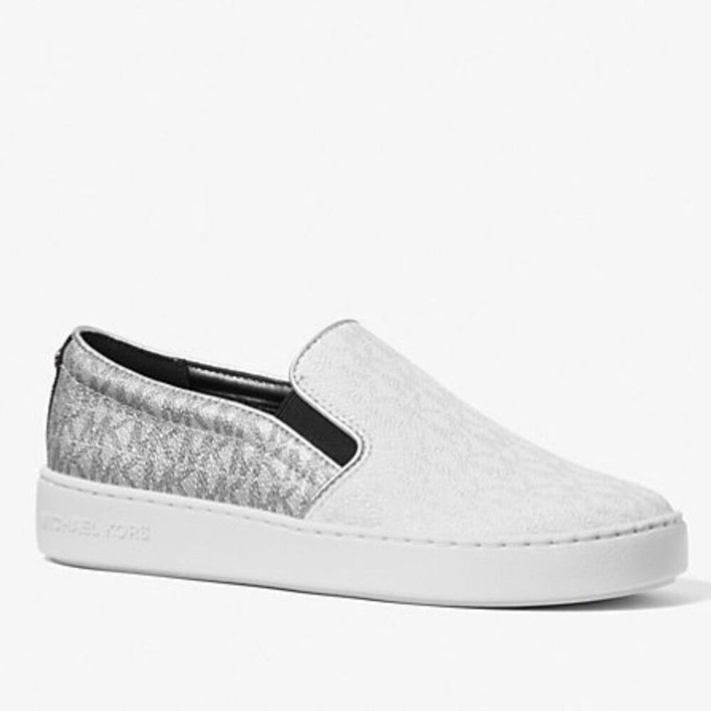Michael Kors Keaton Color-Blocked Metallic Signature Logo Slip-On Sneaker, 6.5 M